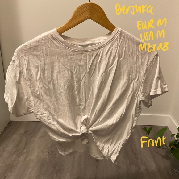 Bershka White Tied Crop Top - Picture 1 of 2